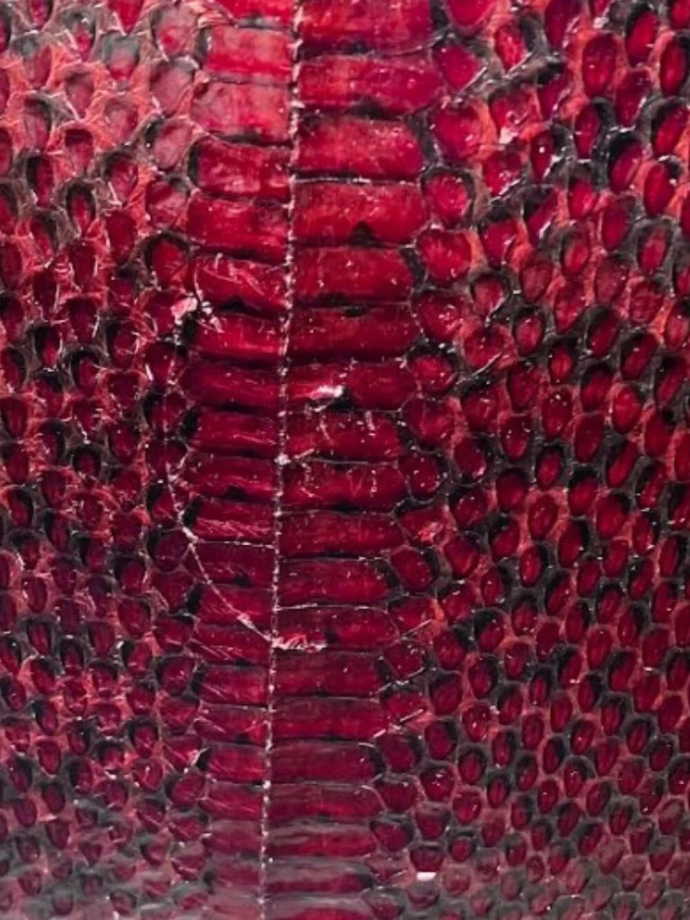 Unbranded Vintage Genuine Python Snakeskin Leather Bag Burgundy Red Black EUC
